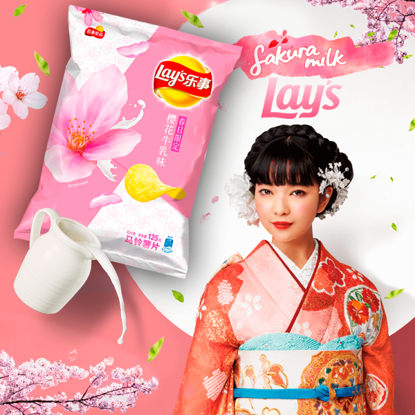 Patatas Lays Xtra sabor Sakura y Leche