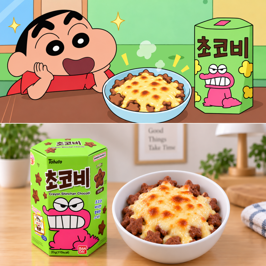 SHIN CHAN Y LA RECETA VIRAL DE CHOCOBI CON QUESO