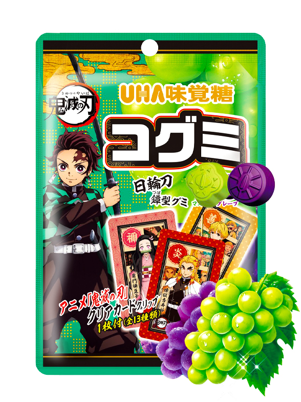 Chuches Japonesas de Uva  Incluye tarjeta de Kimetsu no Yaiba