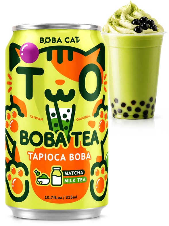Bebida Bubble Milk Tea de Matcha | Boba Cat 315 ml