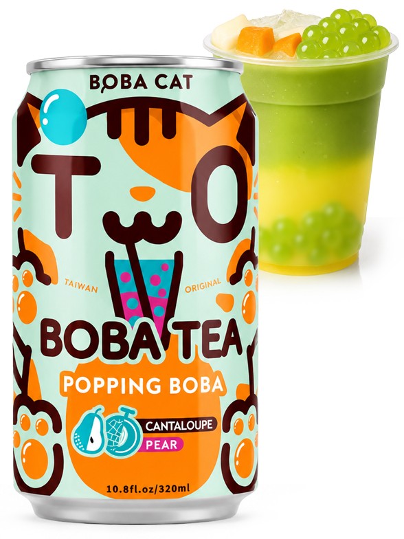 Bebida Bubble Tea de Melón y Pera | Boba Cat 320 ml.