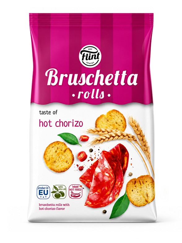 Chips de Pan Flint Bruschetta Rolls Hot Chorizo | 65 g
