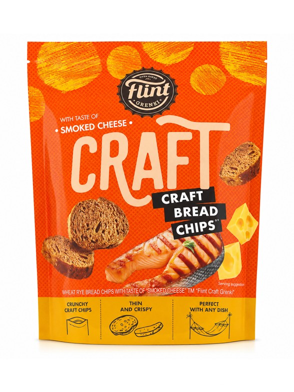Chips de Pan Centeno Salmón y Queso | Flint Craft 80 g