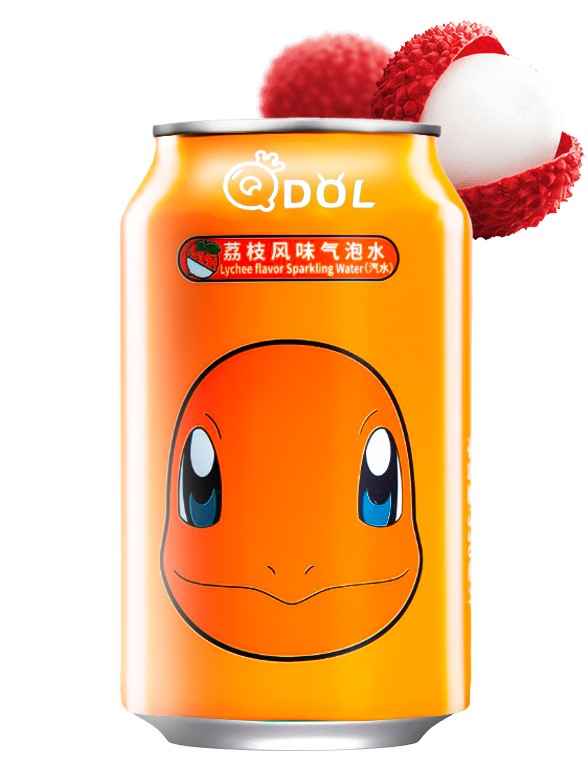 Agua Soda Sabor Lichi | Edición Pokemon Charmander 330 ml.