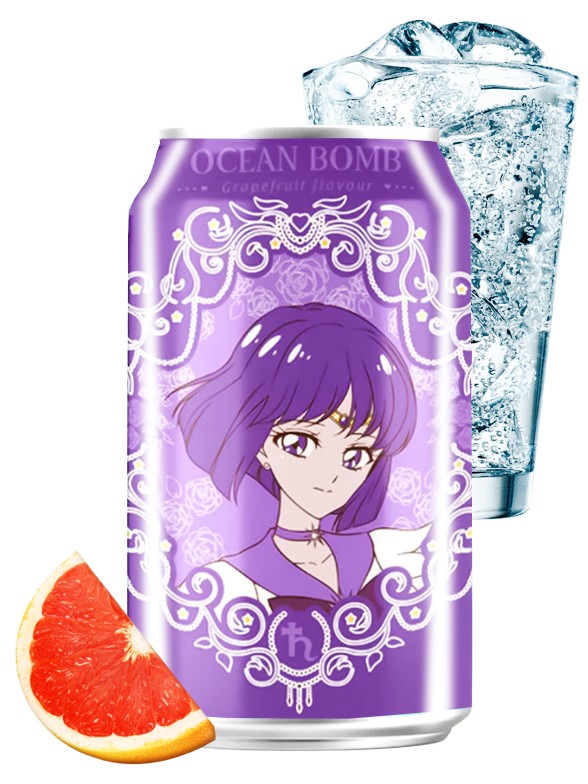 Agua Soda Sabor Pomelo | Ocean Bomb Edición Sailor Moon | Saturno 330 ml.