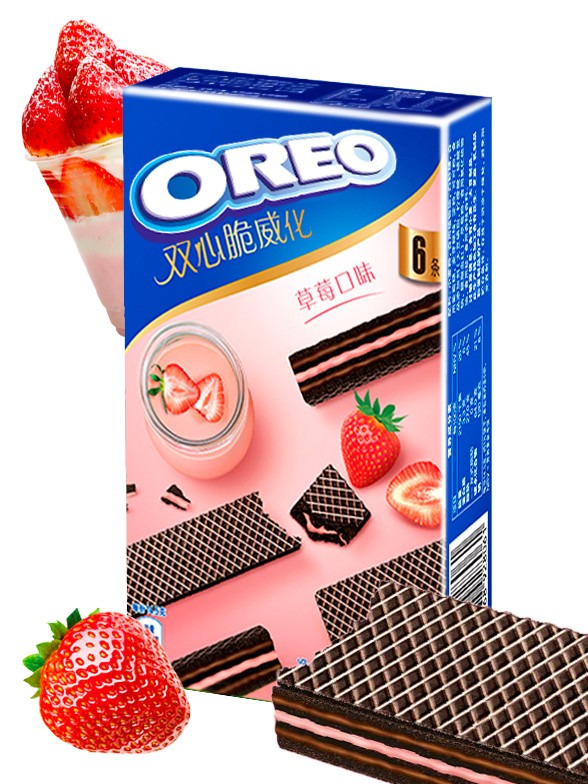 Barquillos de Chocolate Oreo Rellenos de Fresa y Chocolate 72g.