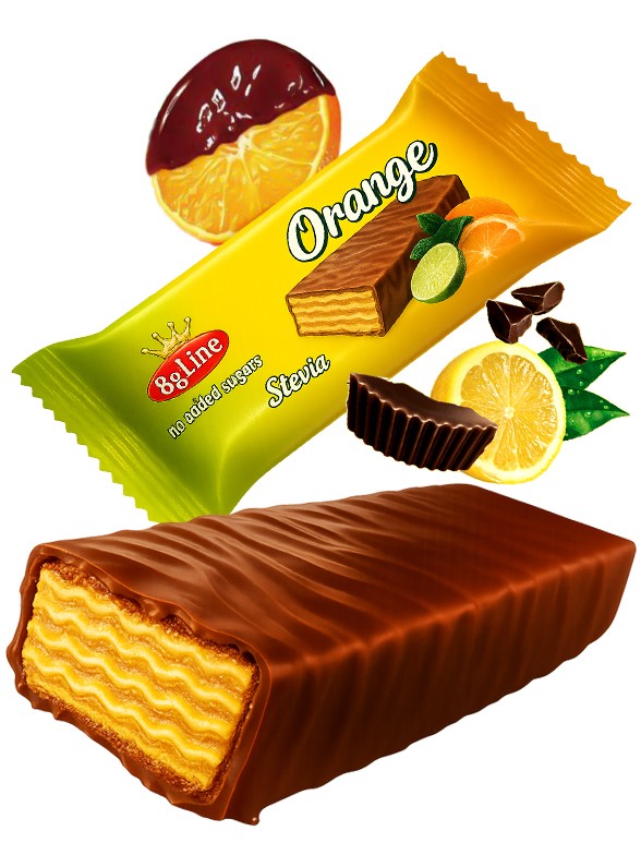 Chocolatina Waffer con Chocolate Lima Naranja | Sin Azúcar | Dairy Sweets 35 g.
