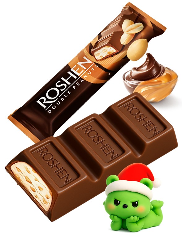 Chocolatina Roshen Doble Cacahuete | Dairy Sweets 39g.