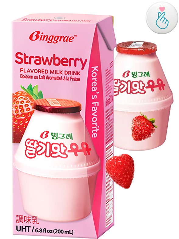 Batido Binggrae Coreano de Fresa | Nº1 en Corea | 200 ml.