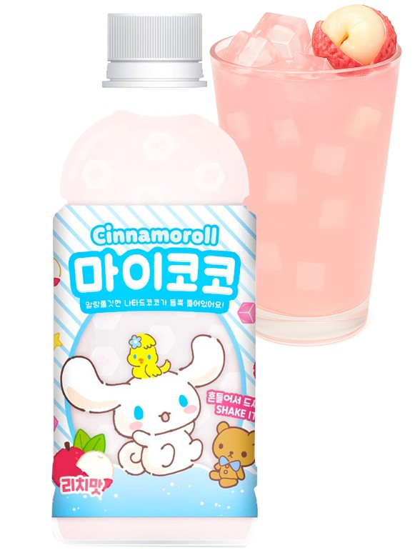 Bebida Coreana Cinnamoroll Jelly de Lychee | Sanrio 340 ml.