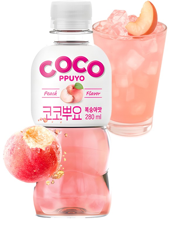 Bebida Coreana Jelly Sabor Melocotón | Coco Ppuyo 280 ml.