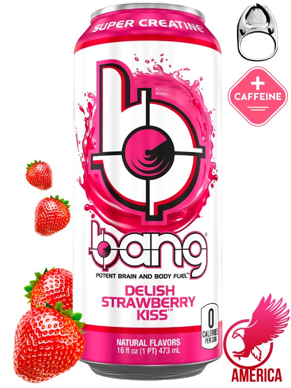 Bebida Energética Bang Delish Strawberry Kiss | Sin Azúcar | USA 473 ml.