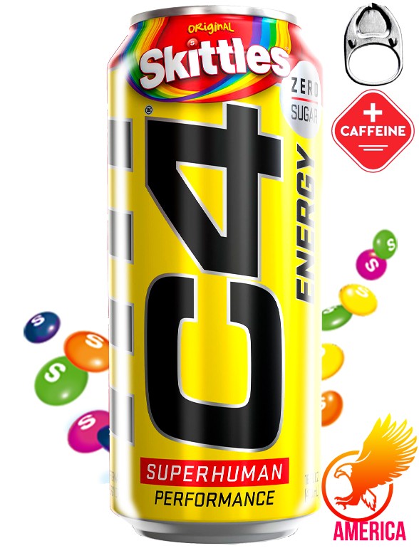 Bebida Energética C4 Energy Superhuman | Sabor a Skittles 473 ml.