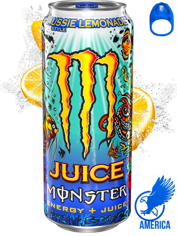 Bebida Energética Monster Aussie Lemonade | Edición USA | Anilla Azul | 473 ml.
