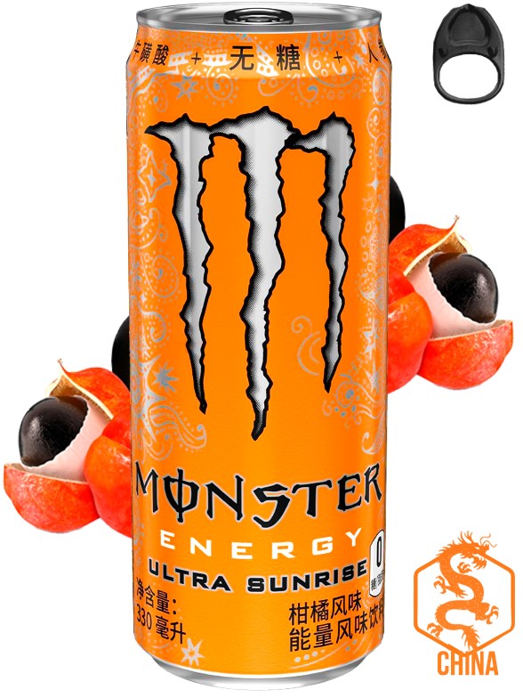 Bebida Energética Monster Zero Ultra Sunrise | Anilla Negra | Edición China 330 ml.