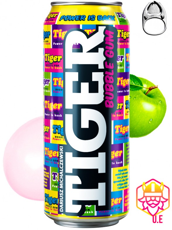 Bebida Energética con Sabor Chicle | Tiger Bubble Gum 500 ml.