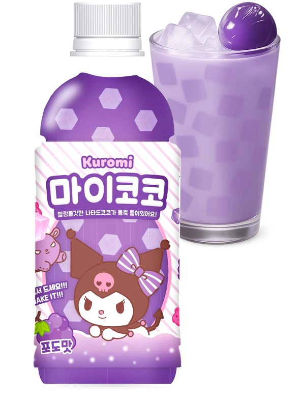 Bebida Coreana Kuromi Jelly de Uva | Sanrio 340 ml.