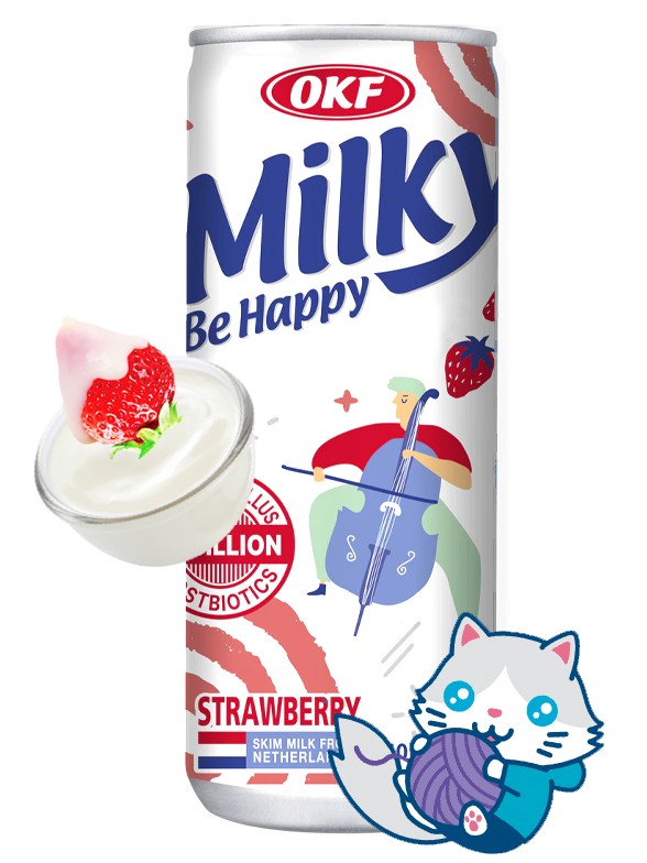 Refresco Coreano Milky Be Happy Fresa | OKF 250 ml.