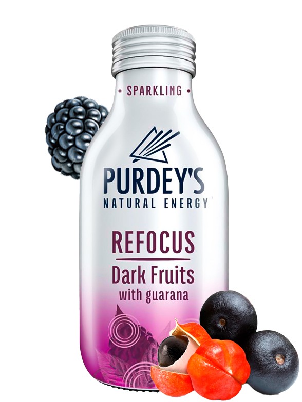 Bebida Natural Energética de Frutas del Bosque y Guaraná | Purdey's 338 ml.