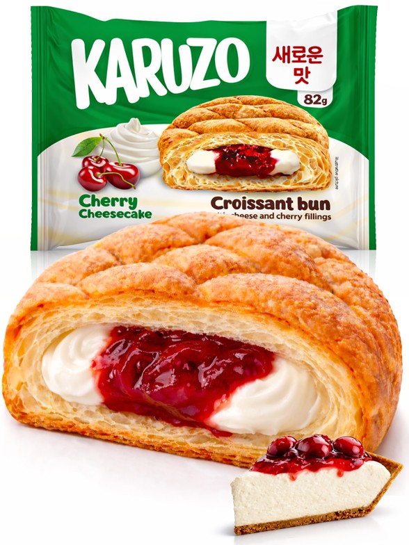 Bollo estilo Meronpan de Crema de Cheese Cake y Cereza 82g.