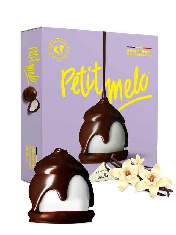 Bombones de Chocolate Negro Belga, Marshmallows Vainilla, Galleta Speculoos | Petit Melo 40 grs.