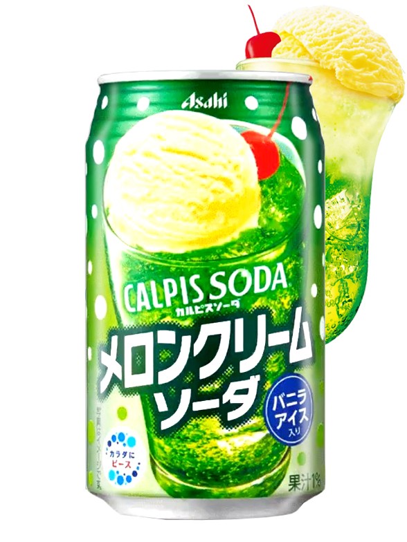 Calpis Soda de Melon y Helado de Vainilla | 350 ml.