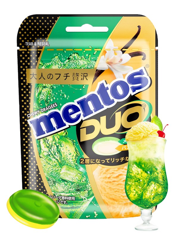 Caramelos Mentos Japoneses DUO Melon Cream Soda 45g.
