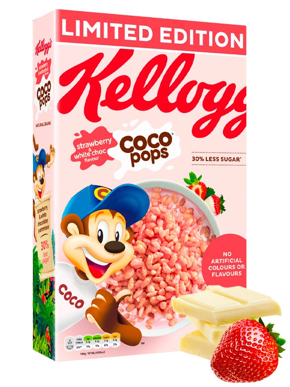 Cereales Kellogg's Coco Pops de Fresa y Chocolate Blanco 480 grs.