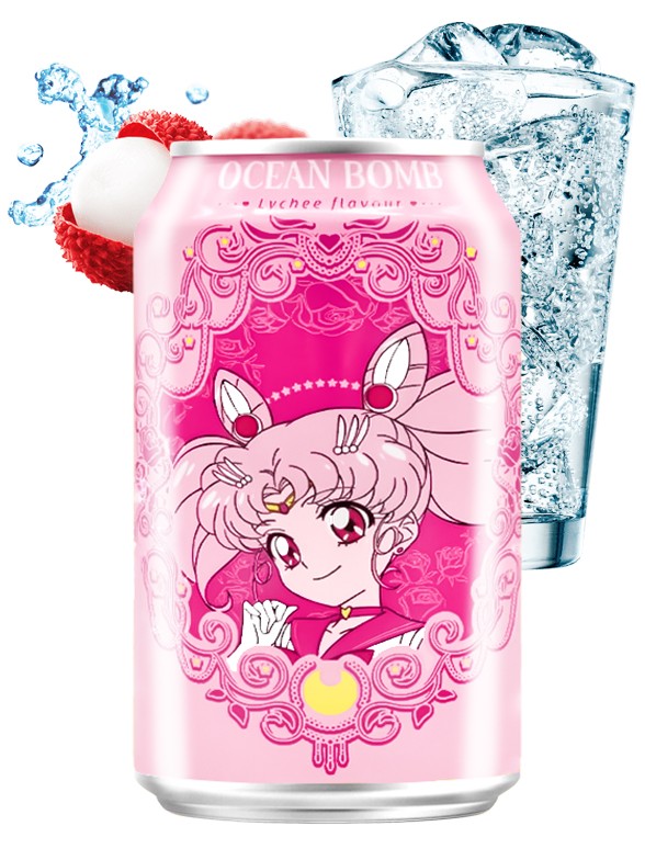 Agua Soda Sabor Lychee | Ocean Bomb Edición Sailor Moon | Chibiusa 330 ml.