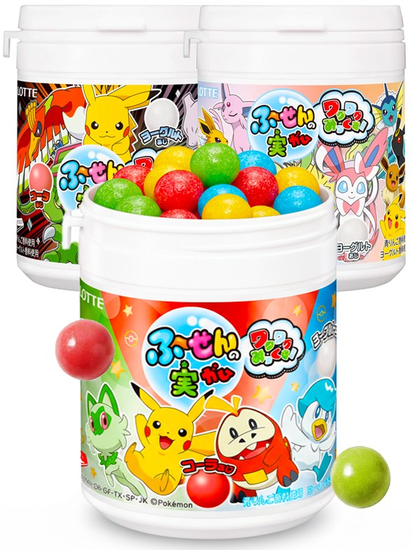 Chicles de Cola, Manzana Verde y Yogur | Lotte Pokémon | 3 Diseños Alea. | Nintendo