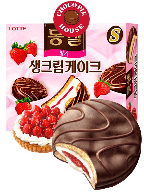Choco Pie Coreano Dream Cake de Nata y Fresa | 12 Uds.