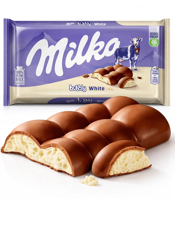 Chocolate Milka relleno de Mousse de Chocolate Blanco 95g.