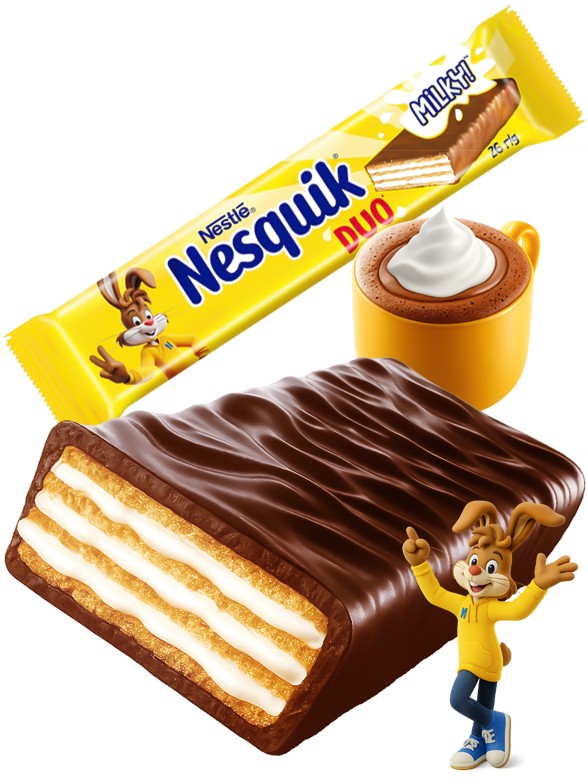 Chocolatina de Barquillo Nesquik DUO con Leche | Nestle 26g.