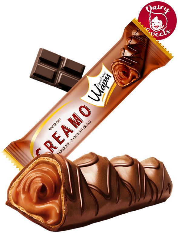 Chocolatina Waffer con Chocolate y relleno de Chocolate | Dairy Sweets 25g.