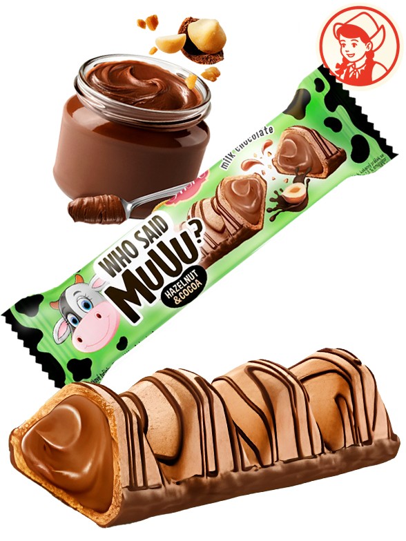 Chocolatina Waffer con Chocolate y relleno de Cacao con Avellana | Dairy Sweets 22g.