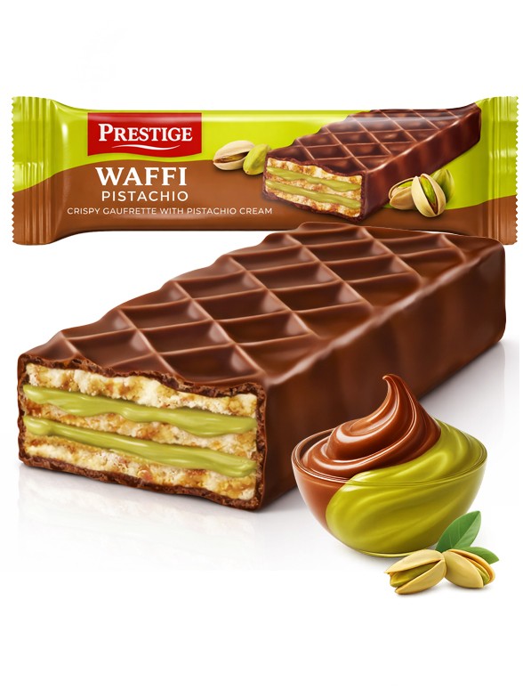 Chocolatina Waffer Choco y Crema de Pistacho | Prestige 21g.