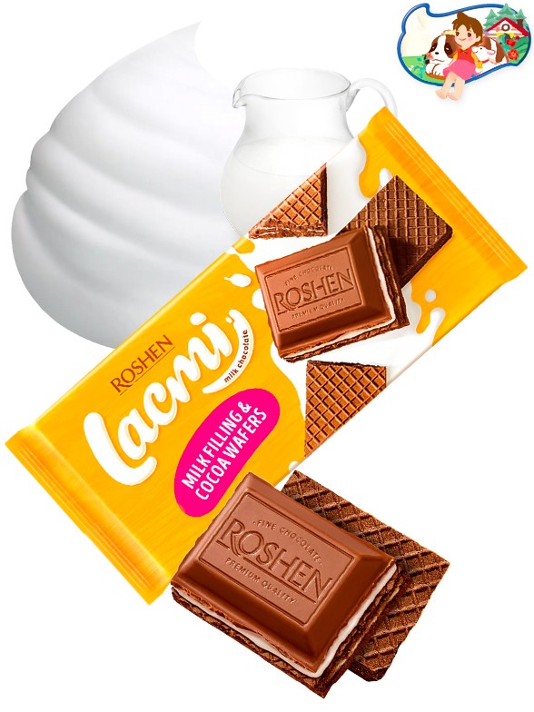 Chocolate con Leche Roshen Relleno de Leche y Waffle de Chocolate 90 grs.
