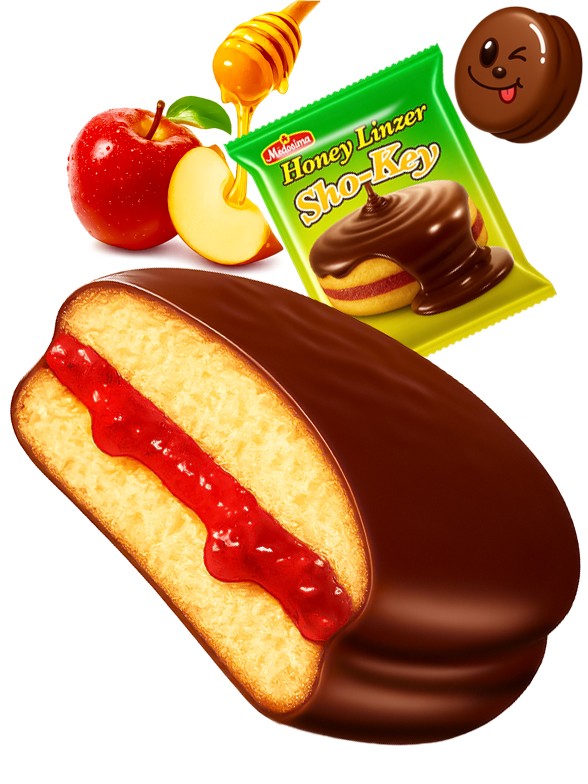 Choco pie Linzer de Miel, Chocolate y Manzana | Dairy Sweets 65g.