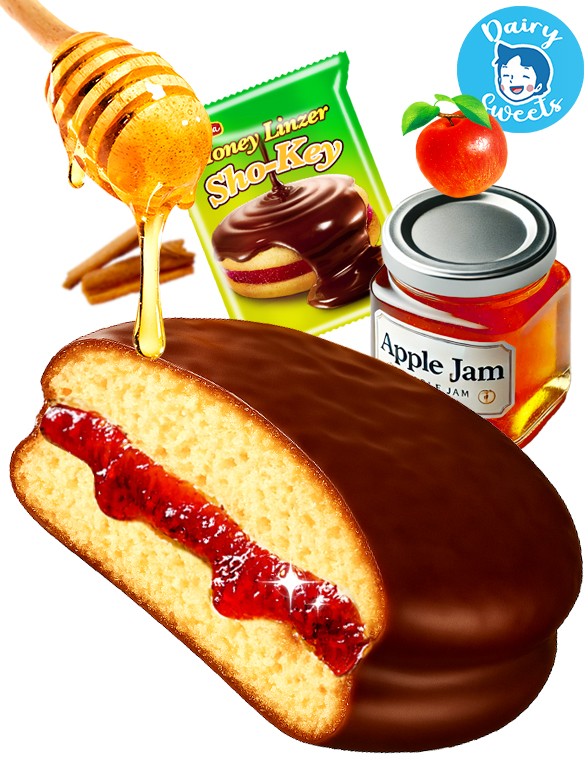 Choco pie Linzer de Miel, Chocolate y Manzana | Dairy Sweets 65g.