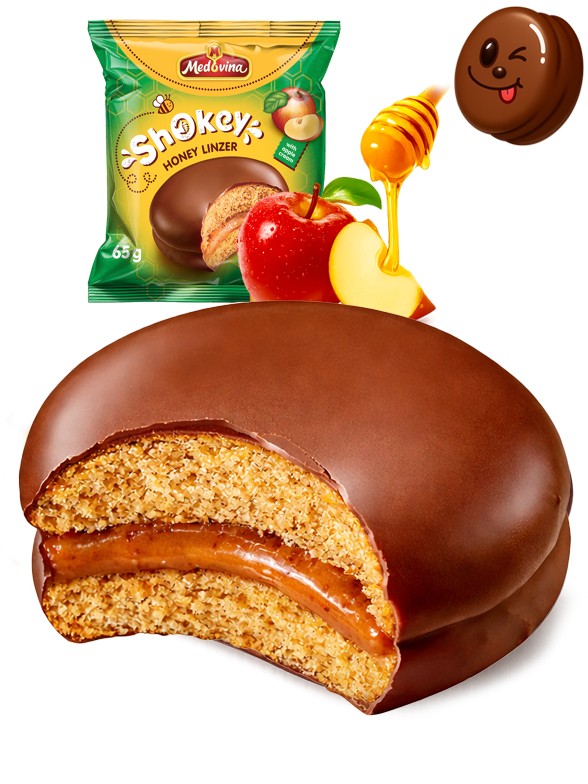 Choco pie Linzer de Miel, Chocolate y Manzana | Dairy Sweets 65g.