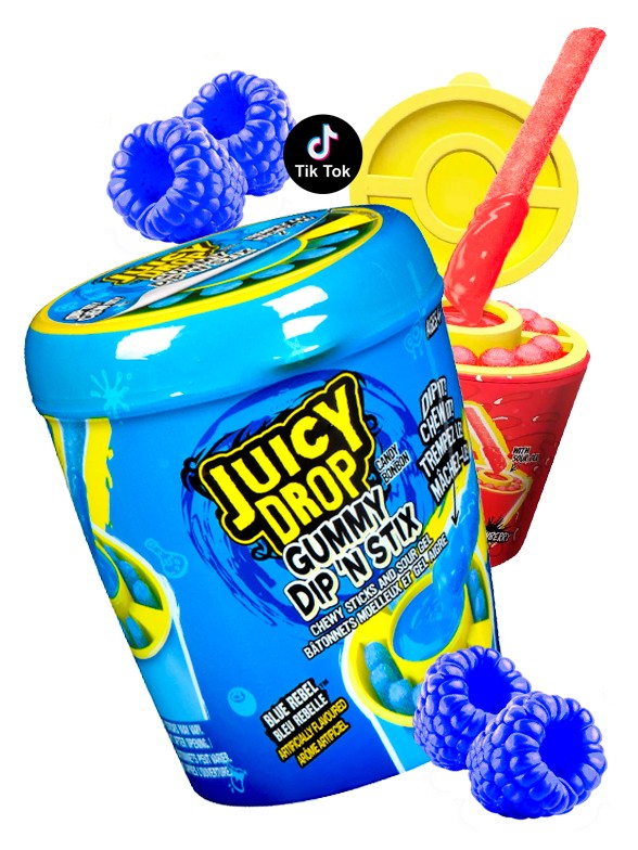 Chuches Ácidas Dip'N Stix Blue Rebel Juicy Drop 96 grs.