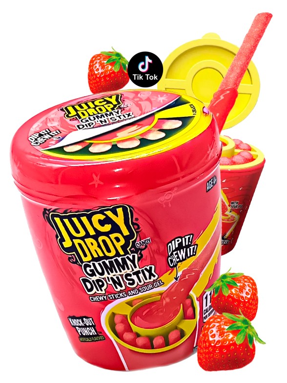 Chuches Ácidas Dip'N Stix KnockOut Punch Juicy Drop 96 grs.