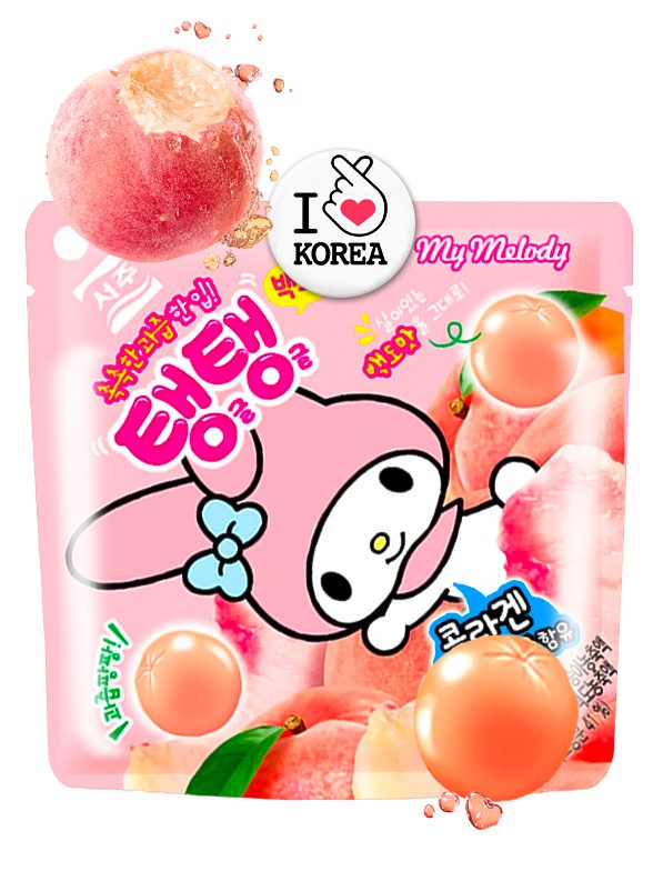 Chuches Coreanas de Melocotón Blanco Momo | My Melody Pocket 16 grs.