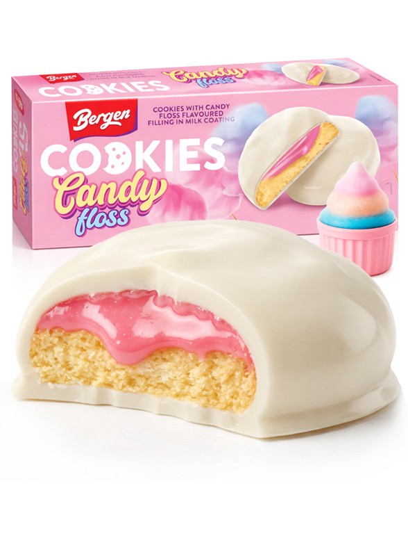 Cookies de Crema Algodón de Azúcar y Cobertura de Leche | Bergen 128g.