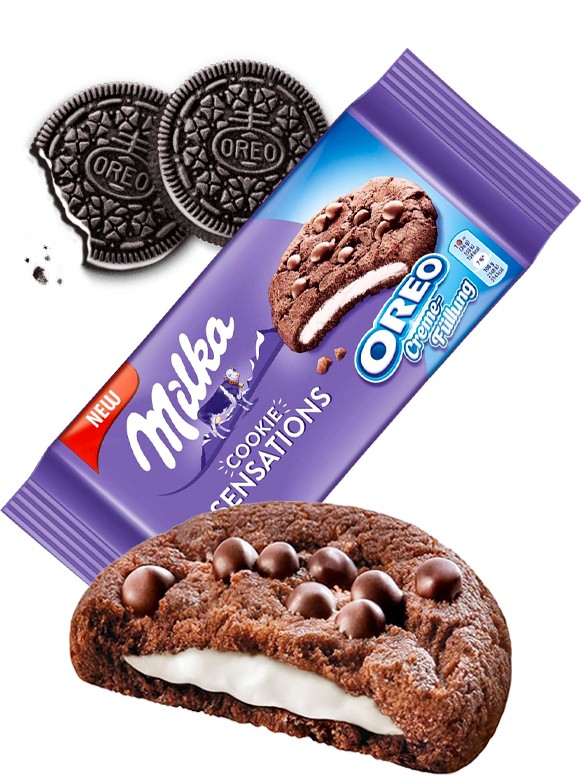 Chocolate con leche relleno de galleta, leche y chocolate Milka 300 g.