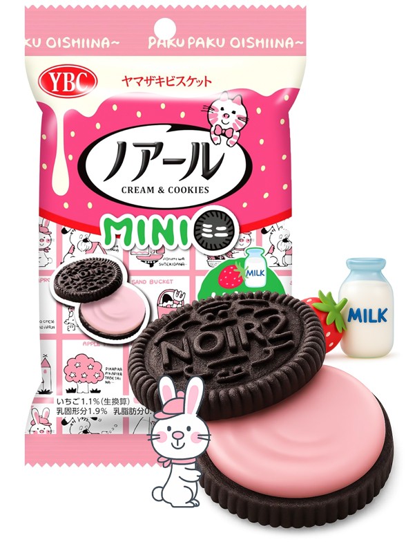 Cookies de Cacao y Crema de Leche y Fresas | Noir YBC 48g.