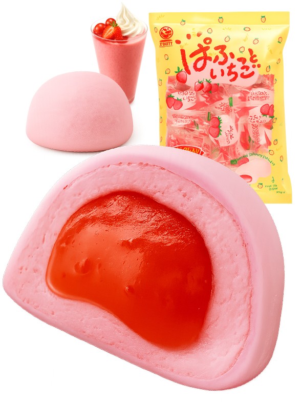 Mochis Marshmallows rellenas de Crema de Fresa 97g.