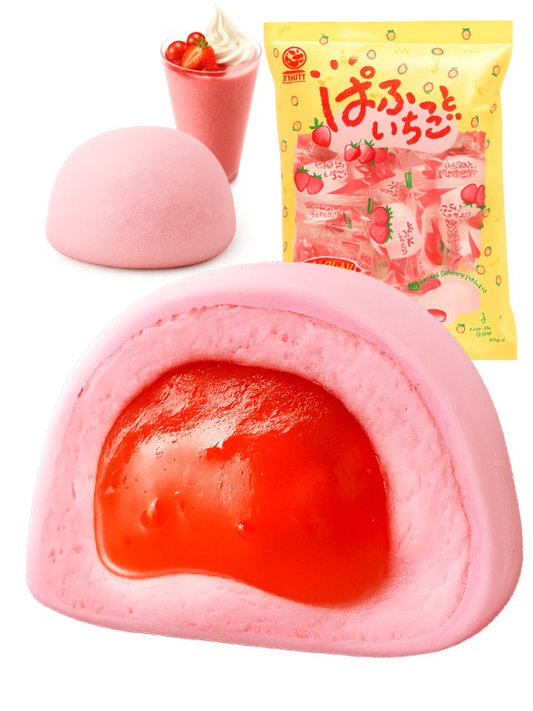 Mochis Marshmallows rellenas de Crema de Fresa 97g.