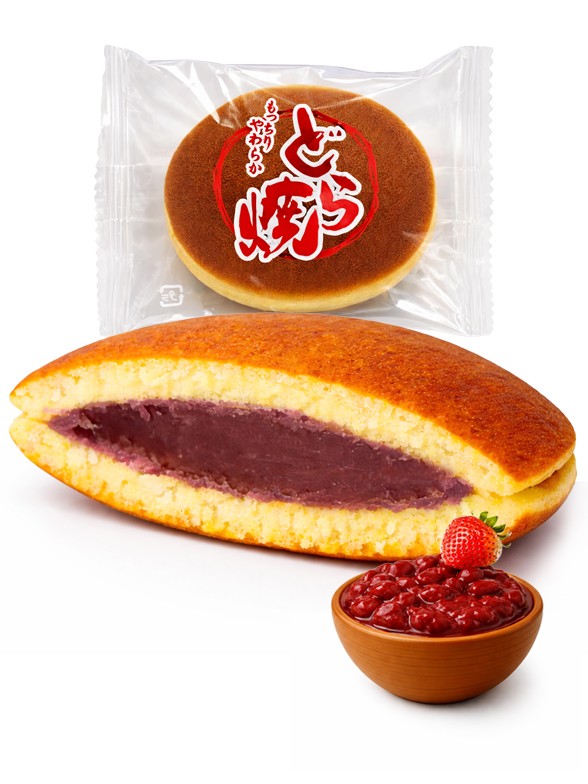 Mini Dorayaki de Crema de Azuki Blanco y Fresas | Unidad 22g.