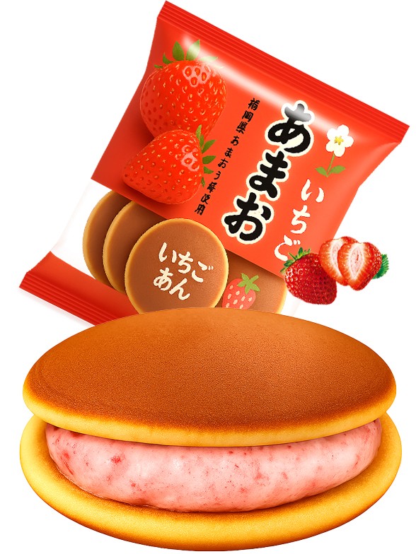 Mini Dorayakis de Crema de Azuki Blanco y Fresas | Pack 110g.